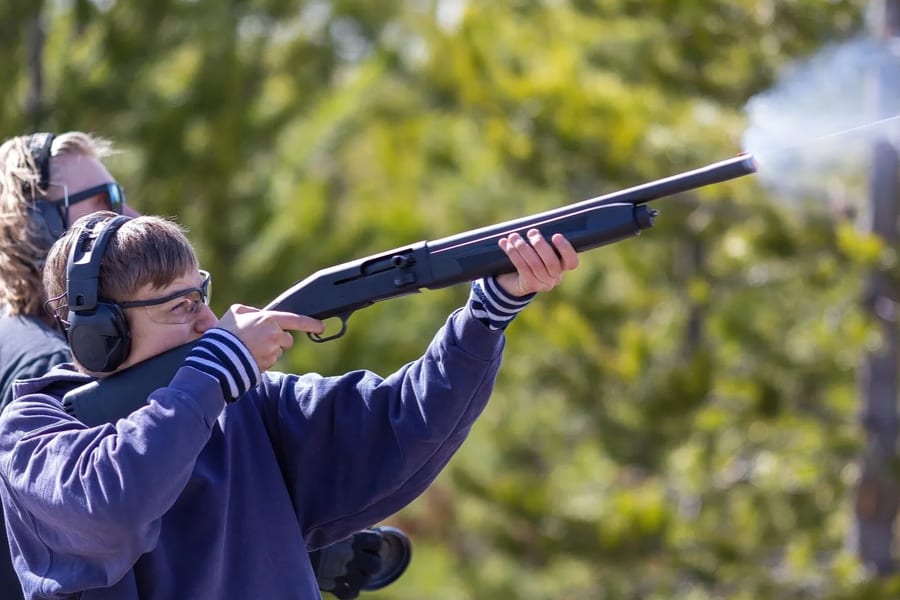 Firearms safety training at an outdoor range